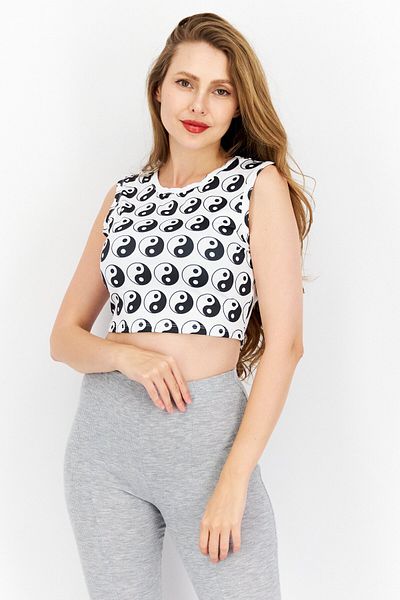 PIECES Women Round Neck Sleeveless Allover Pattern Top, White