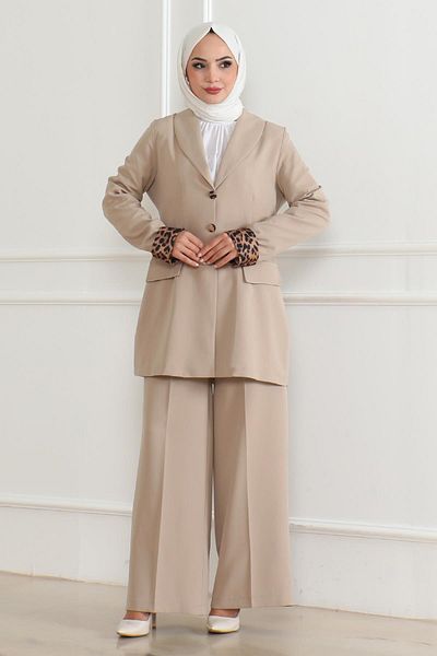 Modamihram Set cu model leopard bej - 19218