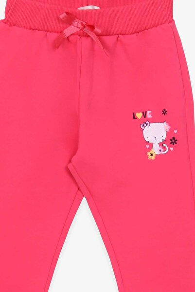 Breeze Baby Girl Sweatpants Cat Printed 6 Months-2 Years, Coral