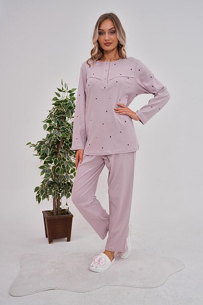 Mecit Pijama طقم بيجامة نسائية شتوية بأكمام طويلة مقاس كبير 100% قطن