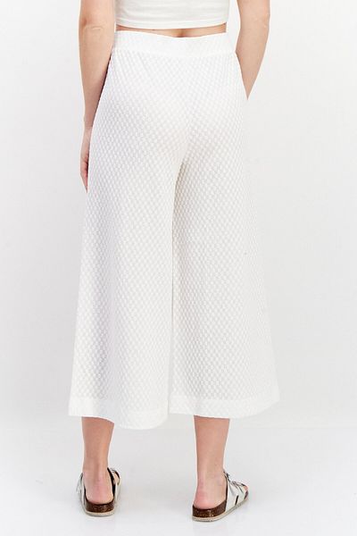 TAIFUN Women Wide Leg Textured Palazzo Pants, White