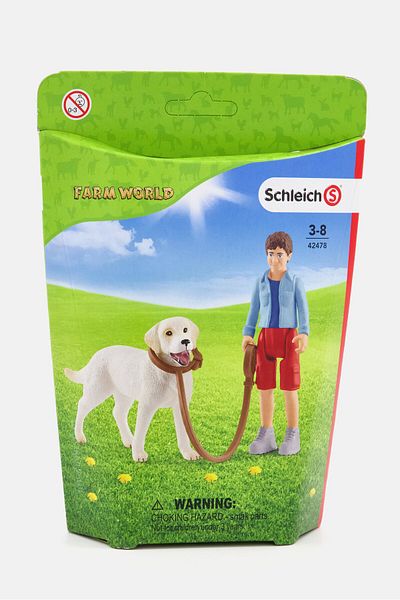 SCHLEICH Farm World Walking With Labrador Retriever Action Figure, Green Combo