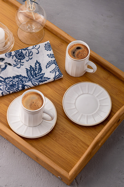 Emsan 150 Cc Gold - Double Line Patterned Coffee Cup