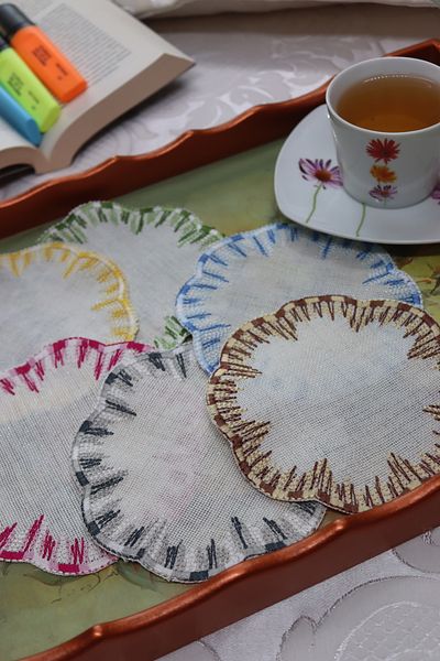 vipceyiz Set of 6 Round Etamine Processable Marbled Coffee Side Presentation Napkins