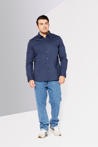 Dkny Men Regular Fit Allover Print Short Sleeves Casual Shirt, Navy