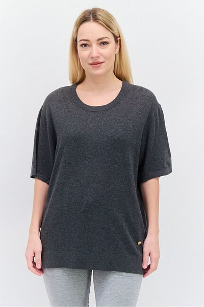 SKECHERS Women Sportwear Fit Textured Training Sweatshirt, Charcoal Gray