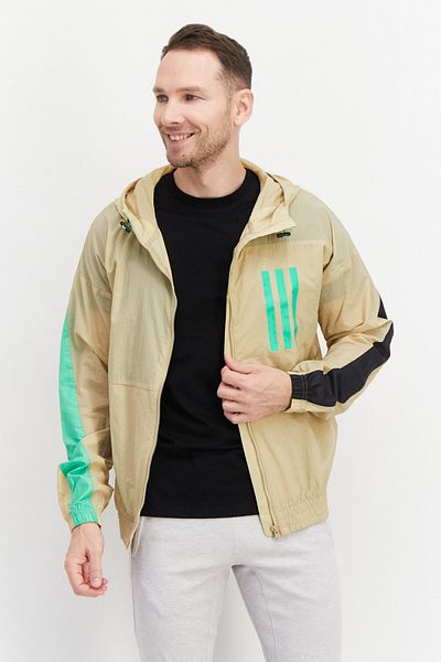 adidas Men Sportswear Fit Long Sleeve Windbreaker Training Jacket, Beige