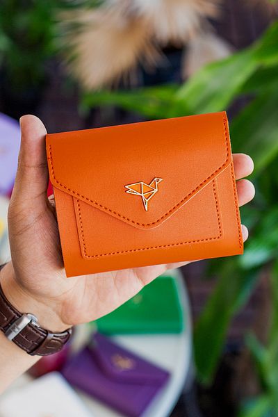 Garbalia Orange Mini Women's Wallet - Vegan Leather, Coin Compartment, Plenty of Card Holders