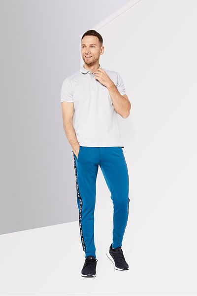 Dkny Men Regular Fit Brand Logo Jogger Pants, Sea Blue Combo
