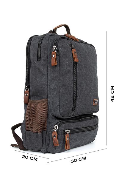 Necati Çanta Black 17 Inch Waterproof Canvas Backpack