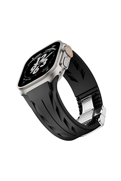 AktarMobile Apple Watch Ultra / Ultra 2 49 mm uyumlu Çelik Tokalı Premium Sil...