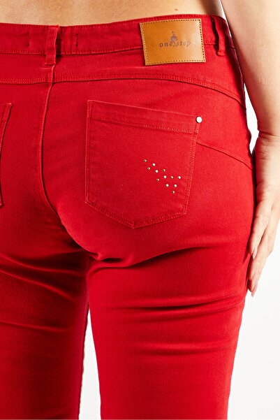 ONE STEP Women Skinny Fit Five Pocket Non Stretchable Jeans, Red