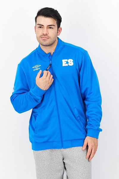 UMBRO Men Sportswear Fit Long Sleeve Brand Logo Training Jacket, Blue