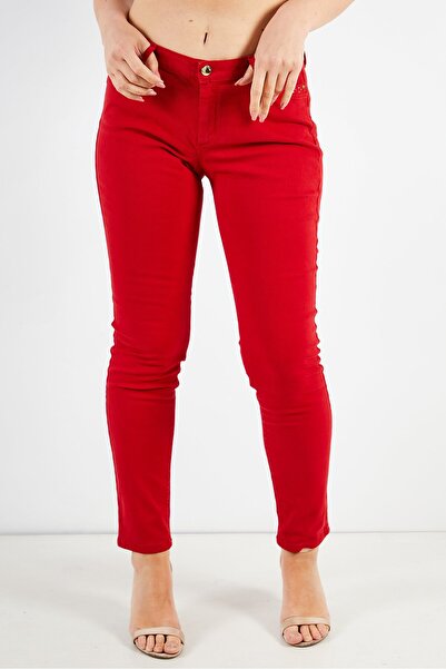 ONE STEP Women Skinny Fit Five Pocket Non Stretchable Jeans, Red