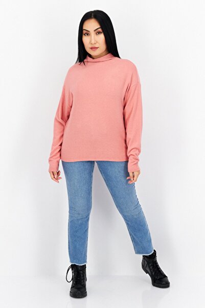 s.Oliver Women Turtle Neck Long Sleeves Plain Sweatshirt, Coral