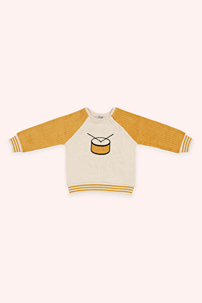 Panço Erkek Bebek Nakışlı Reglan Kollu Bej Sweatshirt