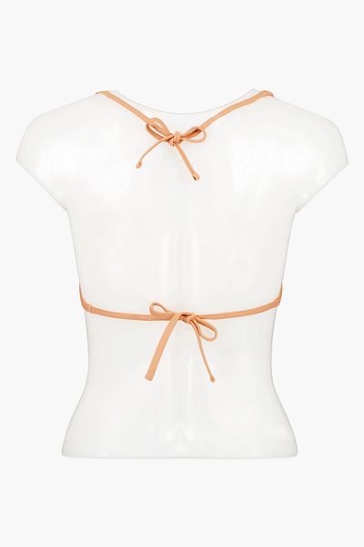 aerie Women Halter Neck Plain Padded Bikini Top, Orange