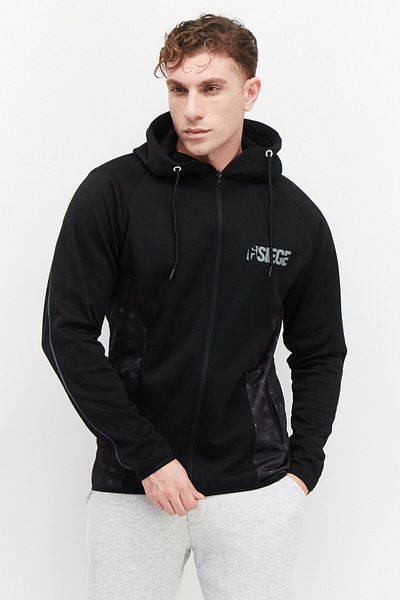 DIFUZED Men Hooded Graphic Printed Long Sleeves Sweatshirt, Black