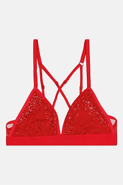 aerie Women Non Padded Textured Bra, Red