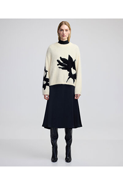 İpekyol Kontrast jakarlı pelüş triko