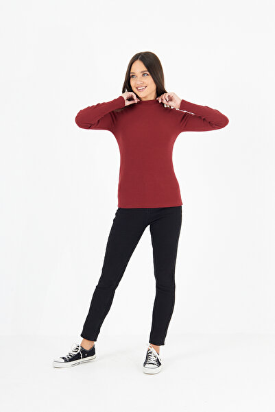 ESPİNA Women's Ribbed Camisole Turtleneck Knitted Blouse