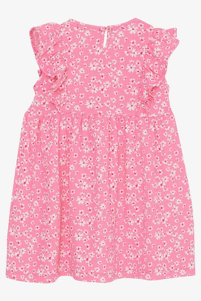 Breeze 1.5-5 Years Girl's Dress - Colorful Flower Pattern and Bow, Pink