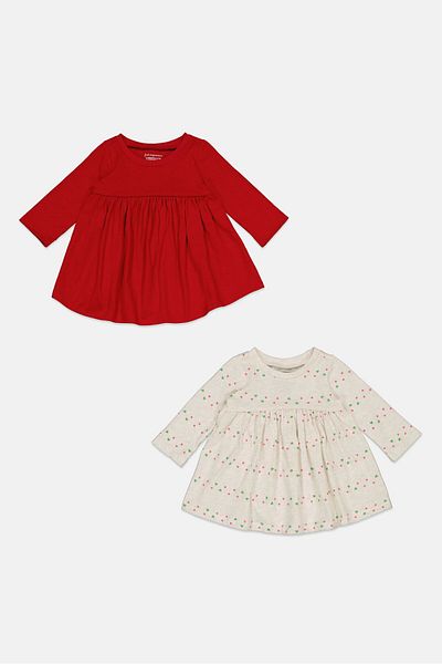 FIRST IMPRESSIONS Toddlers Gil 2 Piece Long Sleeve Dress, Red