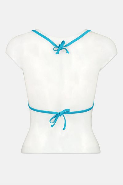 TWINSET بيكيني علوي مبطن ومزخرف للنساء، لون أزرق مائي
