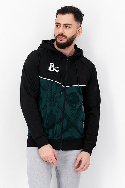 DIFUZED Men Hooded Long Sleeve Graphic Print Sweatshirt, Black