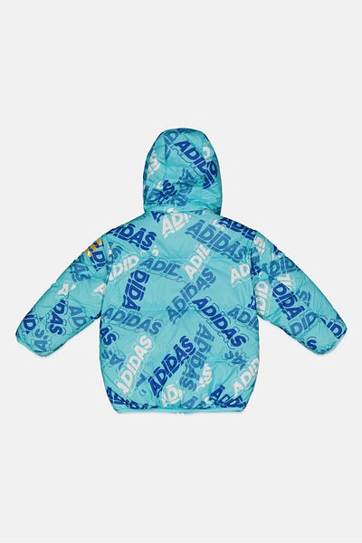 adidas Kids Boy Allover Print Long Sleeve Jacket, Light Blue Combo