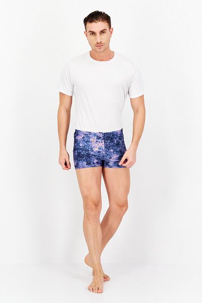 adidas Men Allover Print Swim Trunks, Blue Combo