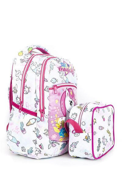 Necati Çanta Τσάντα Δημοτικού Σχολείου με Lunchbox Pink