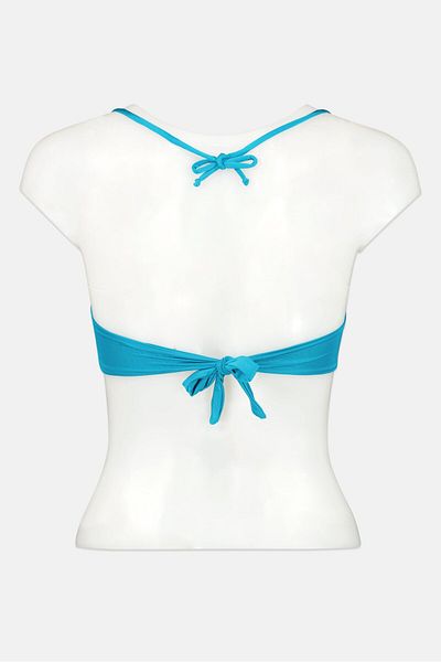 TWINSET بيكيني علوي مبطن ومزخرف للنساء، لون أزرق مائي