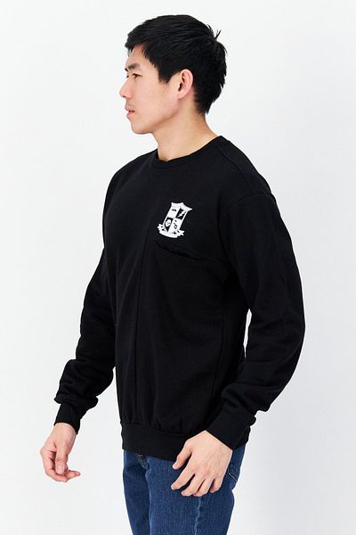 DIFUZED Men Crew Neck Graphic Print Long Sleeves Sweatshirt, Black