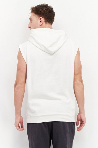 DIFUZED Men Graphic Print Sleeveless Hoodies, White