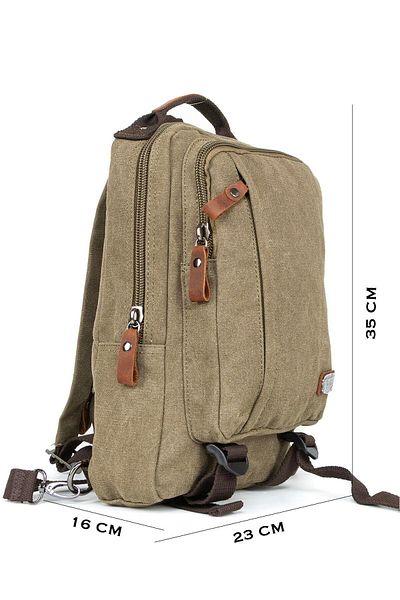 Necati Çanta Σακίδιο πλάτης Khaki Mini Canvas - Multi-Eye