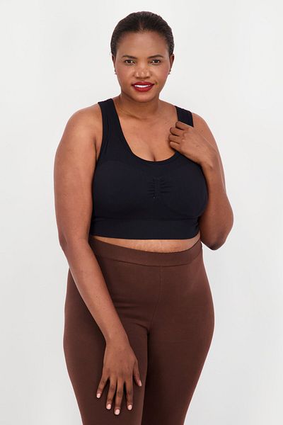 adidas Women Plus Size Brand Logo Padded Sports Bra, Black