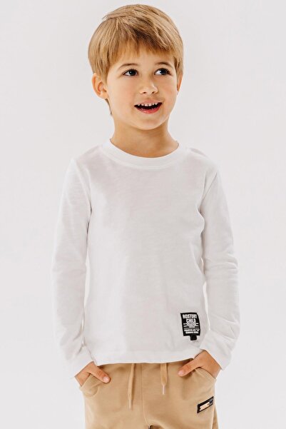 Breeze Μακρυμάνικο μπλουζάκι για αγόρια και κορίτσια, έμβλημα 9-13 ετών, εκρού