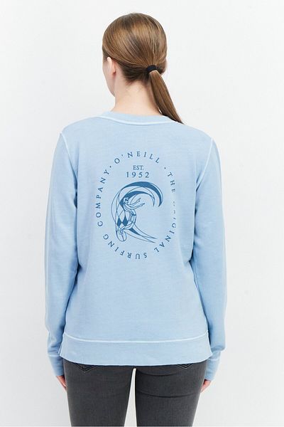 O'Neill Women Crew Neck Long Sleeve Solid Sweater, Light Blue