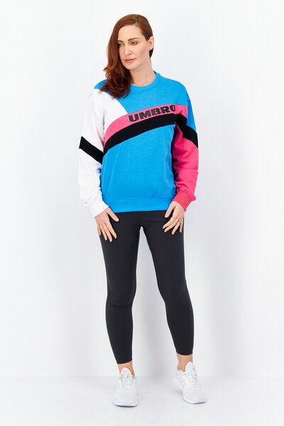 UMBRO Women Sportswear Fit Brand Logo Training Sweatshirts, Blue Combo