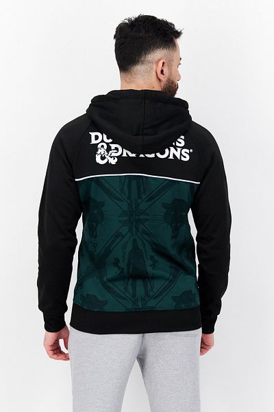 DIFUZED Men Hooded Long Sleeve Graphic Print Sweatshirt, Black