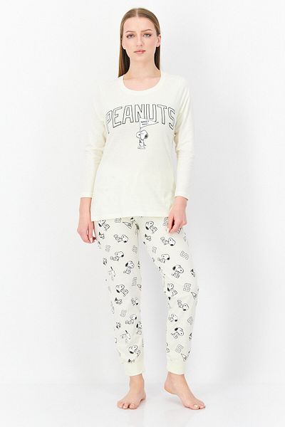 PEANUTS Women 2 Pcs Sleepwear Set, Cream