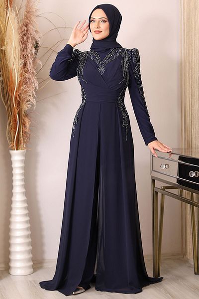 Tesetturabiye Navy Blue Sun Jumpsuit - PIE1555