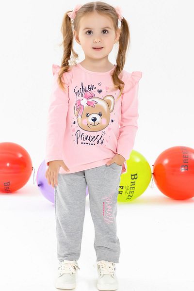Breeze Pink Tights Set for 1.5-5 Years Old Girls - Bow and Teddy Bear Printed