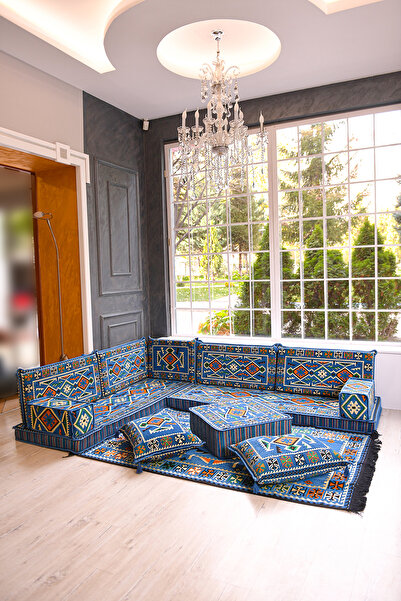 BAKIRÖZÜ HOME Şark Köşesi Takımı Konsepti Mavi Anadolu Modeli Koltuk Takımı S...