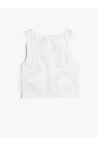 Koton Athlete V-Ausschnitt Ärmelloses Baumwollshirt mit Herzfensterdetail