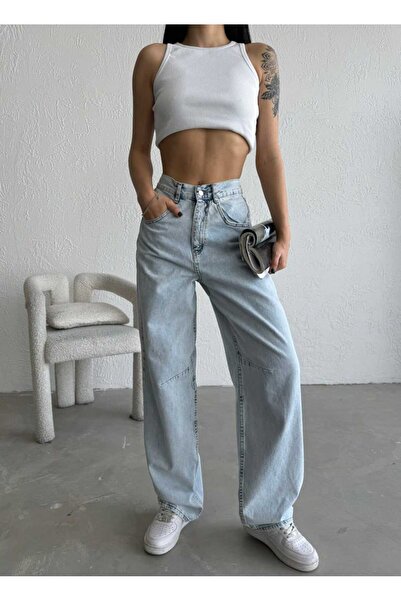 TSSHOP COLLECTİON Kar Yıkama Baggy Palazzo Kot Pantolon