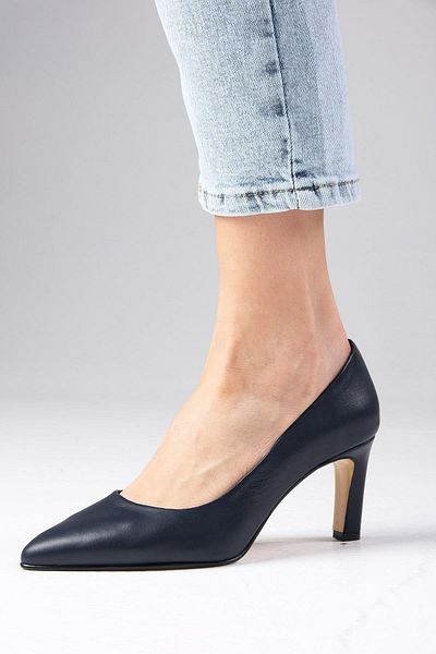 Mio Gusto Beliz Genuine Leather Navy Blue Color Women's Stiletto Shoes