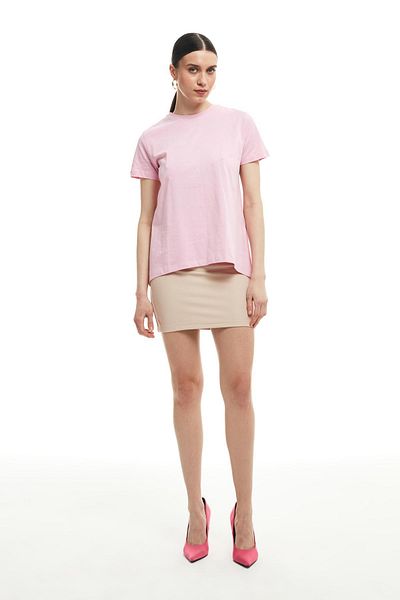 Quzu Short Sleeve Basic T-Shirt Pink