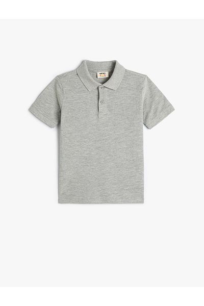 Koton Kurzärmliges Basic-T-Shirt aus Baumwolle mit Polokragen